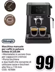 De Longhi - Macchina Manuale Per Caffè In Polvere Stilosa EC235.BK De Longhi - Macchina Manuale Per Caffè In Polvere Stilosa EC235.BK