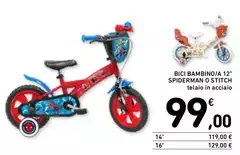 Bici Bambino/a 12" Spiderman O Stitch Bici Bambino/a 12" Spiderman O Stitch