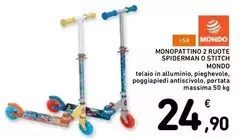 Mondo natura - Monopattino 2 Ruote Spiderman O Stitch