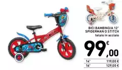 Bici Bambino/A 12" Spiderman O Stitch
