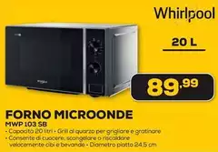 Whirlpool - Forno Microonde MWP 103 SB