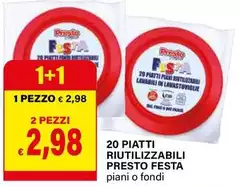 Presto - 20 Piatti Riutilizzabili Festa