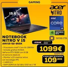 Acer - Notebook Nitro V 15 Anvis-5-9295r