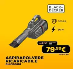 Black & Decker - Aspirapolvere Ricaricabile BHHV520BT Black & Decker - Aspirapolvere Ricaricabile BHHV520BT