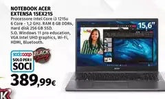 Acer - Notebook Extensa 15EX215