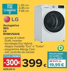 LG - Asciugatrice 9KG RH90V5AV6 LG - Asciugatrice 9KG RH90V5AV6
