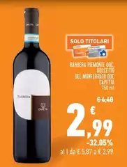 Solo - Barbera Piemonte DOC, Dolcetto Del Monterato DOC