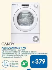 Candy - Smart Pro CSOE H9A2DE-S Asciugatrice Libera Installazione Caricamento Frontale 9 Kg A++ Bianco