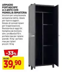 Max - Armadio Portascope A 2 Ante Con Maniglia BIMAteria