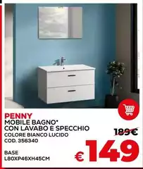 Penny - Mobile Bagno Con Lavabo E Specchio Penny - Mobile Bagno Con Lavabo E Specchio