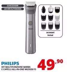 Philips - Multigroom Series 5000 Rasoio Rifinitore All-in-one 10 In 1 Per Viso, Testa E Corpo MG5920/15