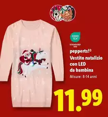 Pepperts! - Vestito Natalizio Con Led Da Bambina