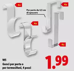 W5 - Ganci Per Porta O Per Termosifoni, 4 Pezzi