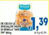 De Cecco - Le Specialita' Pasta Di Semola "Vari De Cecco - Le Specialita' Pasta Di Semola "Vari