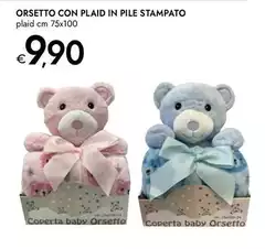 Orsetto Con Plaid In Pile Stampato