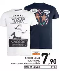 T-Shirt Uomo 100% Cotone, Con Stampe A Tema Natalizio T-Shirt Uomo 100% Cotone, Con Stampe A Tema Natalizio