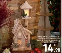 Casa - Lampione In Legno Con Led O In Legno Con Led Casa - Lampione In Legno Con Led O In Legno Con Led