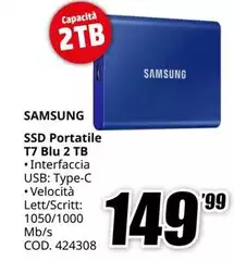 Samsung - Ssd Portatile T7 Blu 2 Tb