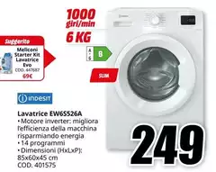 Indesit - EW65S26A Lavatrice Caricamento Frontale 6 Kg 1000 Giri/Min Nero, Bianco Indesit - EW65S26A Lavatrice Caricamento Frontale 6 Kg 1000 Giri/Min Nero, Bianco