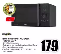 Whirlpool - Forno A Microonde MCP345BL