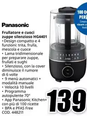 Panasonic - Frullatore E Cuoci Zuppe Silenzioso HG4401 Panasonic - Frullatore E Cuoci Zuppe Silenzioso HG4401