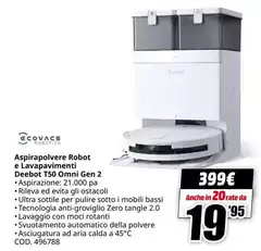 Ecovacs - Aspirapolvere Robot E Lavapavimenti T50 Omni Gen 2 Ecovacs - Aspirapolvere Robot E Lavapavimenti T50 Omni Gen 2