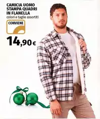 Camicia Uomo Stampa Quadri In Flanella Camicia Uomo Stampa Quadri In Flanella