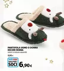 Renna - Pantofola Uomo O Donna Decori Renna - Pantofola Uomo O Donna Decori