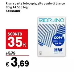 Fabriano - Risma Carta Fotocopie, Alto Punto Di Bianco Fabriano - Risma Carta Fotocopie, Alto Punto Di Bianco