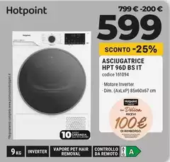 Hotpoint - Asciugatrice HPT 96D BS IT Hotpoint - Asciugatrice HPT 96D BS IT