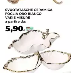Oro - Svuotatasche Ceramica Foglia Bianco Oro - Svuotatasche Ceramica Foglia Bianco