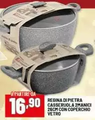 Regina - Di Pietra Casseruola 2Manici 26cm Con Coperchio Vetro Regina - Di Pietra Casseruola 2Manici 26cm Con Coperchio Vetro