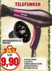 Telefunken - Asciugacapelli M07457 Telefunken - Asciugacapelli M07457