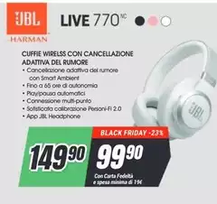Jbl - Cuffie Wireless Con Cancellazione Additiva Del Rumore