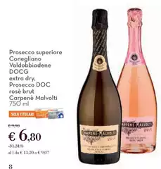 Carpenè malvolti - Prosecco Superiore Valdobbiadene DOCG Extra Dry, Prosecco DOC Rosé Brut Carpenè malvolti - Prosecco Superiore Valdobbiadene DOCG Extra Dry, Prosecco DOC Rosé Brut