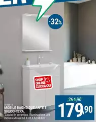Mobile Bagno Due Ante E Specchiera. Lavabo In Ceramica. Illuminazione Led Inclusa.misure 65x45x158h Cm. Mobile Bagno Due Ante E Specchiera. Lavabo In Ceramica. Illuminazione Led Inclusa.misure 65x45x158h Cm.