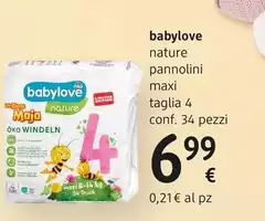 Babylove - Nature Pannolini Maxi Taglia 4 Conf. 34 Pezzi Babylove - Nature Pannolini Maxi Taglia 4 Conf. 34 Pezzi