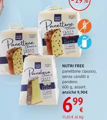 Nutri Free - Panettone Classico O Panettone Senza Canditi 600 G, Assort. Nutri Free - Panettone Classico O Panettone Senza Canditi 600 G, Assort.
