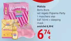 Malizia - Bons Bons Set Regalo Pigiama Party 1 Maschera Viso Edt 50 Ml + Sleeping Mask Malizia - Bons Bons Set Regalo Pigiama Party 1 Maschera Viso Edt 50 Ml + Sleeping Mask