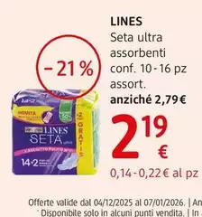 Lines - Seta Ultra Assorbenti Conf. 10 - 16 Pz Lines - Seta Ultra Assorbenti Conf. 10 - 16 Pz