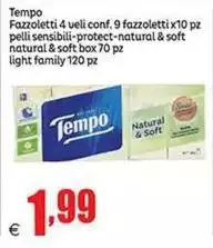 Tempo - Fazzoletti 4 Veli Conf. 9 Fazzoletti X10 Pz Pelli Sensibili-protect-Natural & Soft