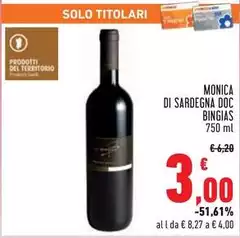 Solo - Monica Di Sardegna DOC Bingias Solo - Monica Di Sardegna DOC Bingias
