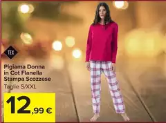 Tex - Pigiama Donna In Cot Flanella Stampa Scozzese Tex - Pigiama Donna In Cot Flanella Stampa Scozzese