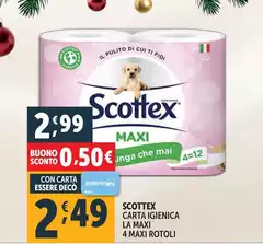 Scottex - Carta Igienica La Maxi 4 Maxi Rotoli Scottex - Carta Igienica La Maxi 4 Maxi Rotoli
