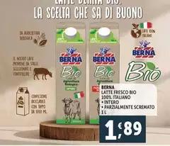 Berna - Latte Fresco Bio 100% Italiano Intero Berna - Latte Fresco Bio 100% Italiano Intero