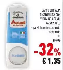 Granarolo - Latte UHT Alta Digeribilità Con Vitamine Accadi Granarolo - Latte UHT Alta Digeribilità Con Vitamine Accadi