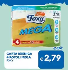 Foxy - Carta Igienica 4 Rotoli Mega Foxy - Carta Igienica 4 Rotoli Mega