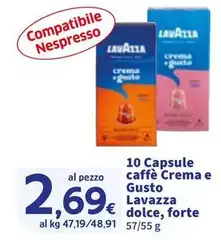 Lavazza - 10 Capsule Caffè Crema E Gusto Dolce, Forte Lavazza - 10 Capsule Caffè Crema E Gusto Dolce, Forte