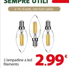 Luce - 3 Lampadine A Led Filamento Luce - 3 Lampadine A Led Filamento