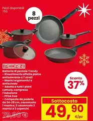 Pedrini - Batteria Di Pentole Trendy Rivestimento Fetta Pietra Pedrini - Batteria Di Pentole Trendy Rivestimento Fetta Pietra